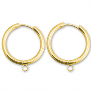 Oorbellen van Stainless steel Roestvrij staal (RVS) creolen met oog 19mm Gold