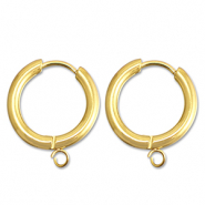 Oorbellen van Stainless steel Roestvrij staal (RVS) creolen met oog 17mm Gold
