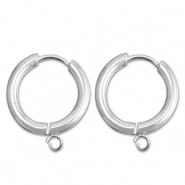 Oorbellen van Stainless steel Roestvrij staal (RVS) creolen met oog 17mm Silver