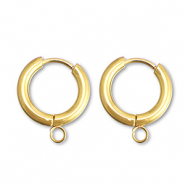 Oorbellen van Stainless steel Roestvrij staal (RVS) creolen met oog 15mm Gold