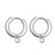 Oorbellen van Stainless steel Roestvrij staal (RVS) creolen met oog 15mm Silver