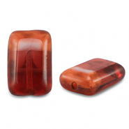 Tsjechische kralen TCB rectangle 12x8mm Transparent red-vintage pink