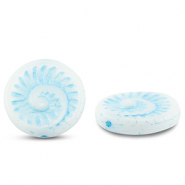 Tsjechische kralen fossil shell 18mm White-light blue