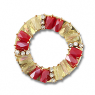 Hanger van facet round Red-transparent AB-gold