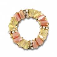 Hanger van facet round Peach pink AB-transparent AB-gold