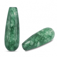 Kralen natuursteen kwarts drop Dark green-transparent