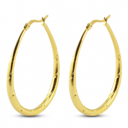 Oorbellen van Stainless steel Roestvrij staal (RVS) creolen oval Gold