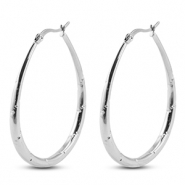 Oorbellen van Stainless steel Roestvrij staal (RVS) creolen oval Silver