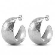 Oorbellen van Stainless steel Roestvrij staal (RVS) oorstekers Silver