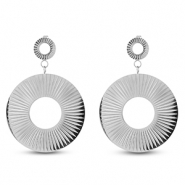 Oorbellen van Stainless steel Roestvrij staal (RVS) oorstekers round Silver