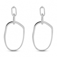 Oorbellen van Stainless steel Roestvrij staal (RVS) oorstekers irregular Silver