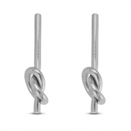 Oorbellen van Stainless steel Roestvrij staal (RVS) oorstekers knot Silver