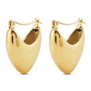 Oorbellen van Stainless steel Roestvrij staal (RVS) creolen heart Gold