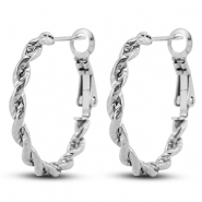 Oorbellen van Stainless steel Roestvrij staal (RVS) creolen twisted Silver