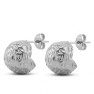 Oorbellen van Stainless steel Roestvrij staal (RVS) oorstekers round Silver