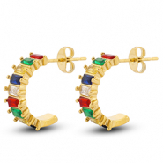 Oorbellen van Stainless steel Roestvrij staal (RVS) oorstekers Gold-multicolour