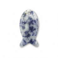 Hangers van natuursteen sodaliet en microklien fish Blue-white