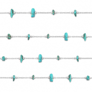 Benodigdheden van Stainless steel Roestvrij staal (RVS) jasseron howliet irregular Silver-turquoise