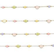 Benodigdheden van Stainless steel Roestvrij staal (RVS) jasseron round Gold-multicolour pastel