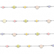 Benodigdheden van Stainless steel Roestvrij staal (RVS) jasseron round Silver-multicolour pastel