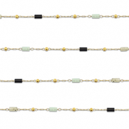 Benodigdheden van Stainless steel Roestvrij staal (RVS) jasseron mix van natuursteen tube Gold-black-grey