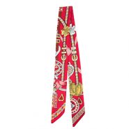 Bandana sjaal with heart/leather straps Red-brown-light grey