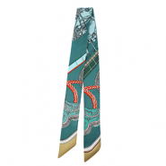 Bandana sjaal with horse Teal green-light blue-light brown