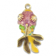 Metaal bedels fish Gold-multicolour