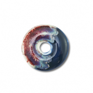 Keramiek kraal disc Dark blue-port red-ocean green
