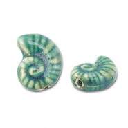 Keramiek kraal shell Teal blue