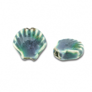 Keramiek kraal shell Teal blue