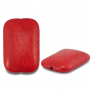 Keramiek kraal rectangle Red