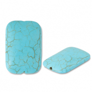 Keramiek kraal rectangle Turquoise blue