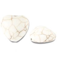 Keramiek kraal heart Off white