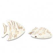 Keramiek kraal fish Off white