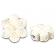 Keramiek kraal flower Off white