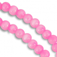 Glaskralen 6 mm gem&ecirc;leerd White-pink