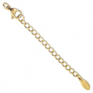Benodigdheden van Stainless steel Roestvrij staal (RVS) verlengketting set oval met karabijnslot Gold