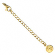 Benodigdheden van Stainless steel Roestvrij staal (RVS) verlengketting set flower met karabijnslot Gold
