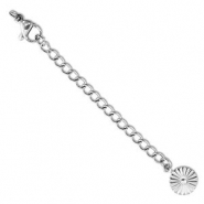 Benodigdheden van Stainless steel Roestvrij staal (RVS) verlengketting set flower met karabijnslot Silver