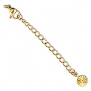Benodigdheden van Stainless steel Roestvrij staal (RVS) verlengketting set flower met karabijnslot Gold