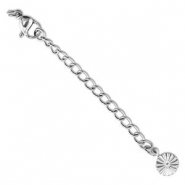 Benodigdheden van Stainless steel Roestvrij staal (RVS) verlengketting set flower met karabijnslot Silver