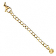 Benodigdheden van Stainless steel Roestvrij staal (RVS) verlengketting set flower met karabijnslot Gold