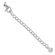 Benodigdheden van Stainless steel Roestvrij staal (RVS) verlengketting set flower met karabijnslot Silver