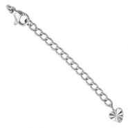 Benodigdheden van Stainless steel Roestvrij staal (RVS) verlengketting set heart met karabijnslot Silver
