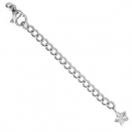 Benodigdheden van Stainless steel Roestvrij staal (RVS) verlengketting set star met karabijnslot Silver