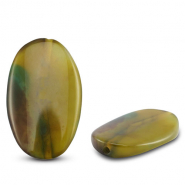 Kralen natuursteen agaat oval Transparent green-brown