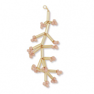 Hanger van glaskralen flower Gold-vintage pink