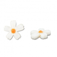 Schelp kralen flower White (natuurlijke kleur schelp)-orange