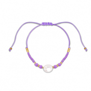 Musthave armbanden mixed beads Purple-white-gold